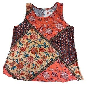 Ultra Teeze Boho Patchwork Tank Top Women's Size Large